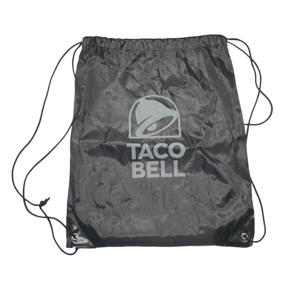 Taco Bell Restaurant Logo Black Drawstring Backpack Bag 16 Inch Tall - Picture 7 of 7